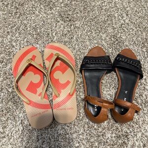 Coach sandals and Tory Burch flip flops